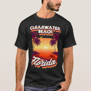 Camiseta Clearwater Beach Palm Tree Surf de estilo retro 80