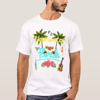 Camiseta Clearwater Florida Beach Summer Palm Surf Sun Set 