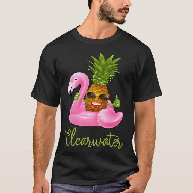 Camiseta Clearwater Florida Beach Tropical  Flamingo Pineap (Anverso)