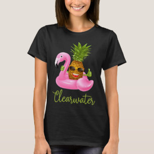 Camiseta Clearwater Florida Beach Tropical Flamingo Pineap