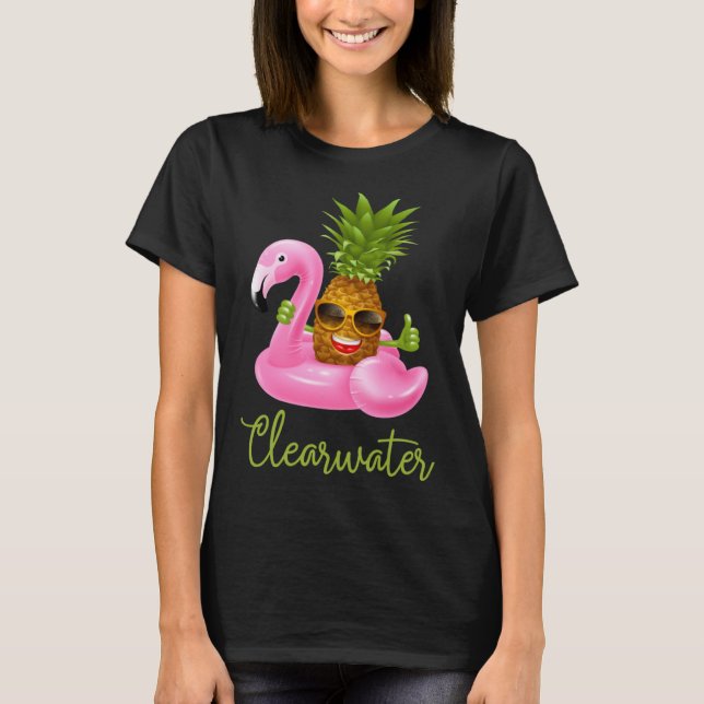 Camiseta Clearwater Florida Beach Tropical Flamingo Pineap (Anverso)