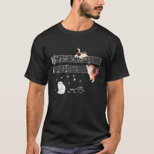Camiseta Clef Músico Gato Lindo Gatito Tocando Nota Musical