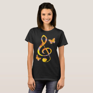 Camiseta Clef y mariposas de colores acuáticos modernos