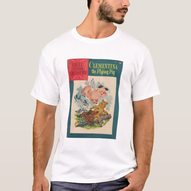 Camiseta Clementina - Cerdo volador - Historietas retro - F (Anverso)