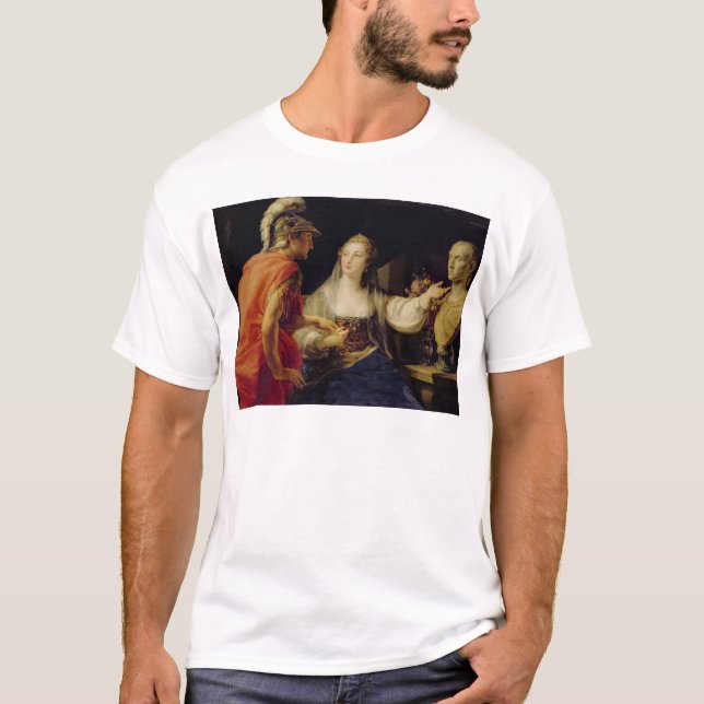 Camiseta Cleopatra que muestra a Octavius el busto de Julio (Anverso)