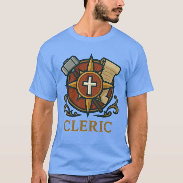 Camiseta Cleric — Fé e Cura Divina (Anverso)