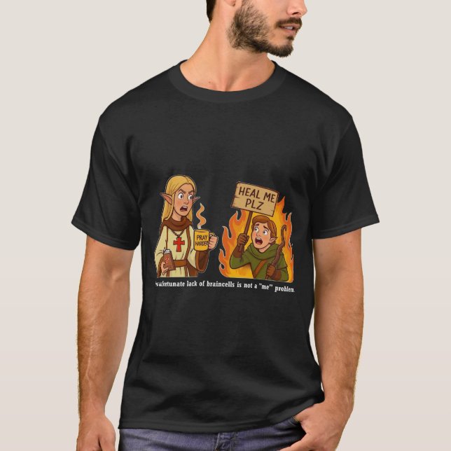 Camiseta Clérigo de RPG, "No es un problema para mí" (Anverso)