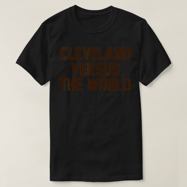 Camiseta Cleveland contra las letras del bloque marrón mund (Diseño del anverso)