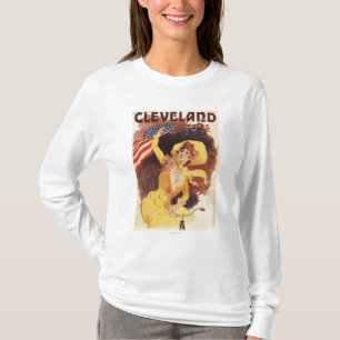 Camiseta Cleveland monta en bicicleta al chica americano en