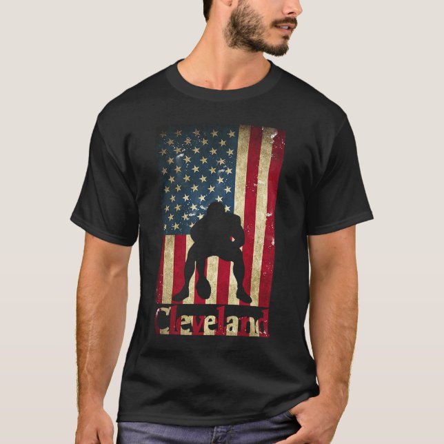 Camiseta Cleveland Ohio Lettering Lineman, bandera de Estad (Anverso)