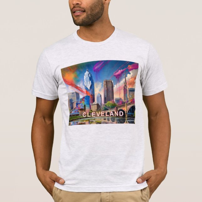 Camiseta Cleveland Skyline Graffiti Art (Anverso)
