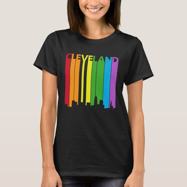 Camiseta Cleveland Skyline LGBT Pride (Anverso)