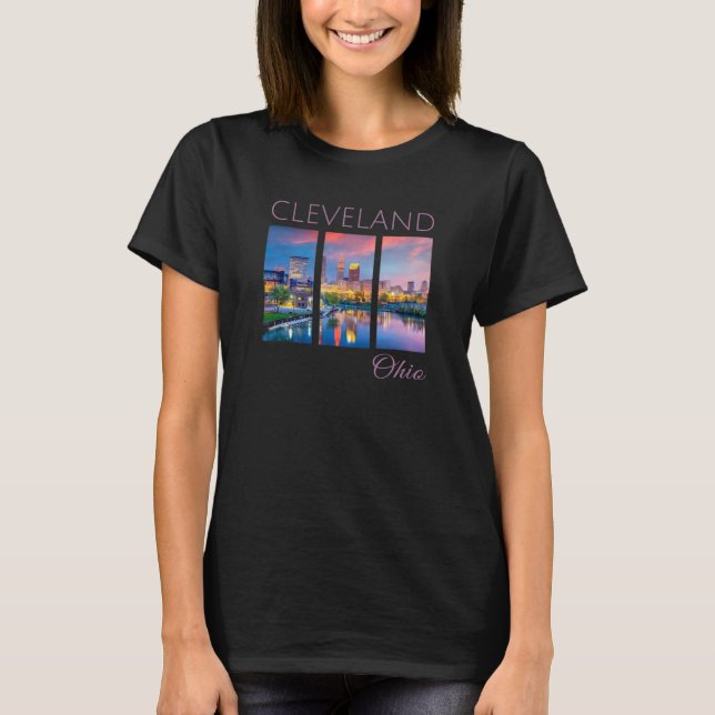 Camiseta Cleveland Sunset CLE El Land Downtown Skyline Ohi (Anverso)