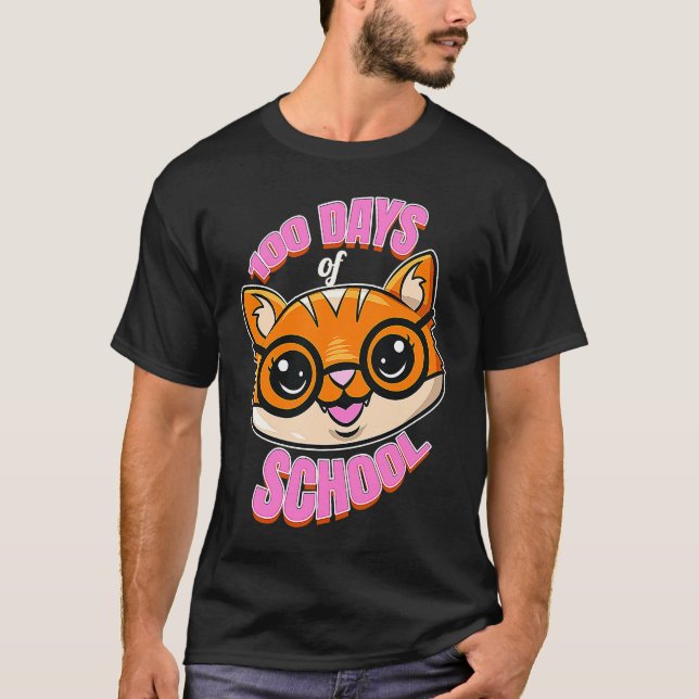 Camiseta Clever Cute Kitten With Glasses For 100 Days Of Sc (Anverso)