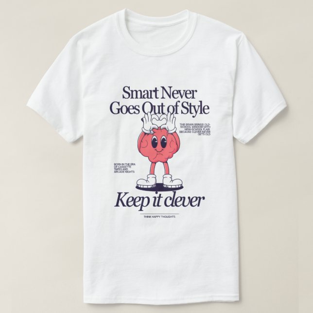 Camiseta "Clever Vibes Only – Retro Smart Graphic Tee" (Diseño del anverso)
