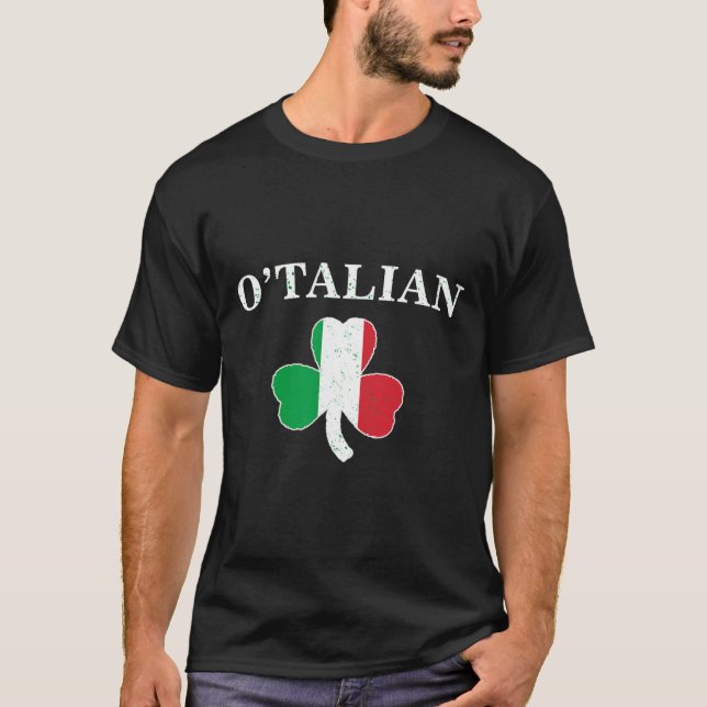 Camiseta Clic O'talian Shamrock Y Bandera Italiana St Pat I (Anverso)