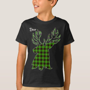 Camiseta Clic Verde y Negro Navidad Buffalo Plaid Deer