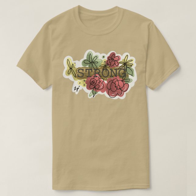 Camiseta Clígrafía sólida con un diseño floral (Diseño del anverso)