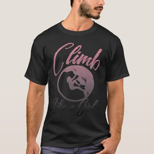 Camiseta Climb Like a Girl Distressed Retro Rock (Anverso)