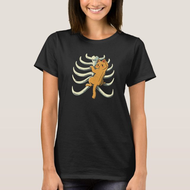 Camiseta Climber Cat Climbing Rib Cage Anatomy X Ray Biolog (Anverso)