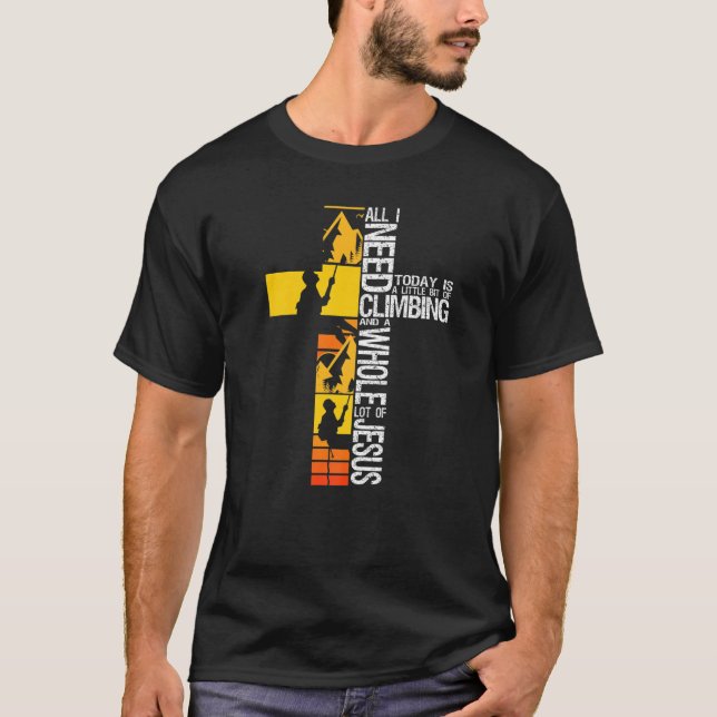 Camiseta Climbing Jesus Is My Rock Christian Rock Climber B (Anverso)