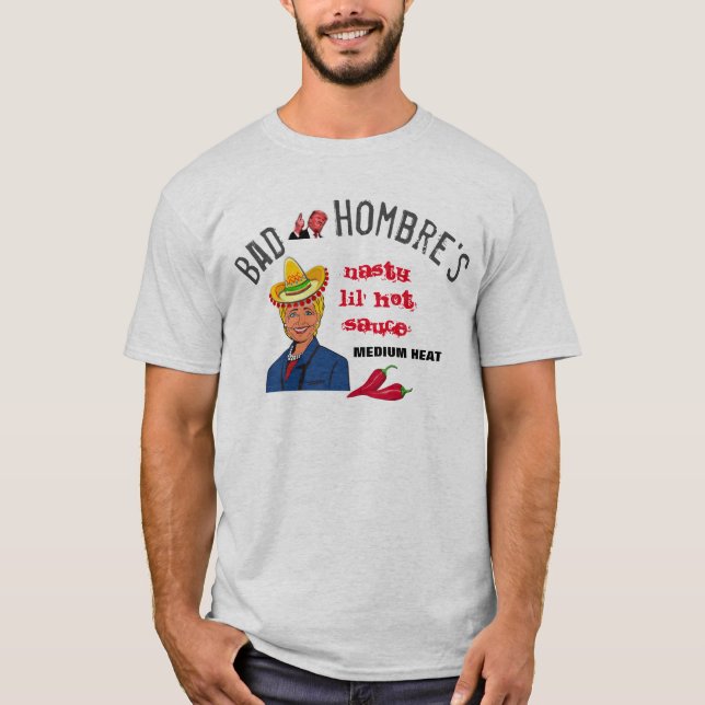 Camiseta Clinton Trump Sátira "Malos Hombres", marca de sal (Anverso)