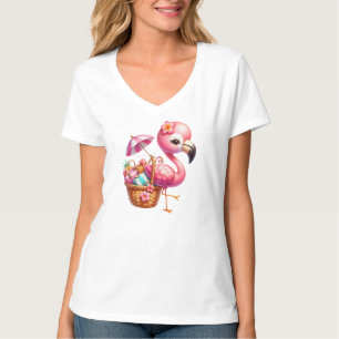 Camiseta Clipart de Flamenco de Dibujos Animados en Acuarel