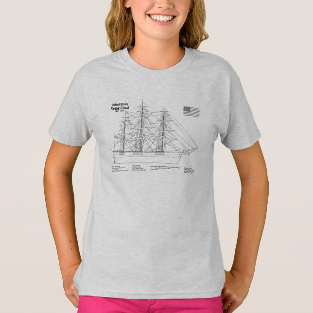 Camiseta Clipper Ship Flying Cloud - Ship Blueprint SD (Anverso)