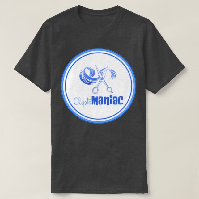 Camiseta CliptoMANIAC Azul sobre negro (Diseño del anverso)