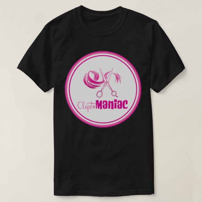 Camiseta CliptoMANIAC Rosa en negro (Diseño del anverso)