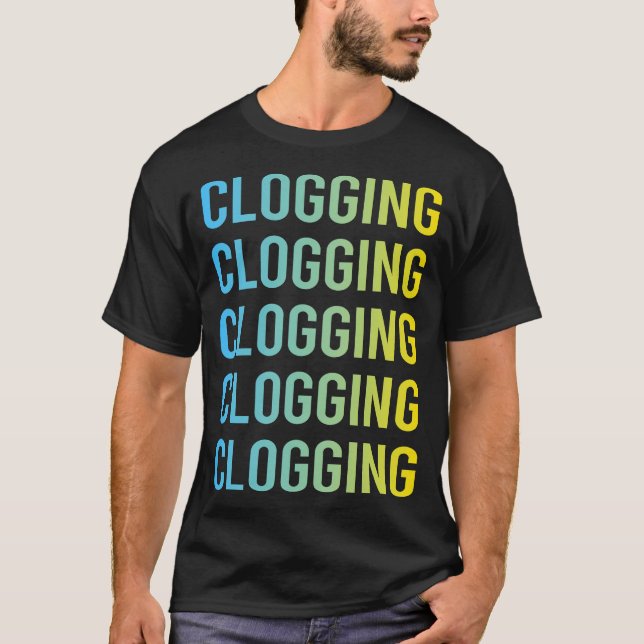 Camiseta Clogger del reloj de cierre amarillo azul (Anverso)