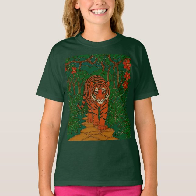 Camiseta Cloisonne Art Tiger on the Jungle Path (Anverso)