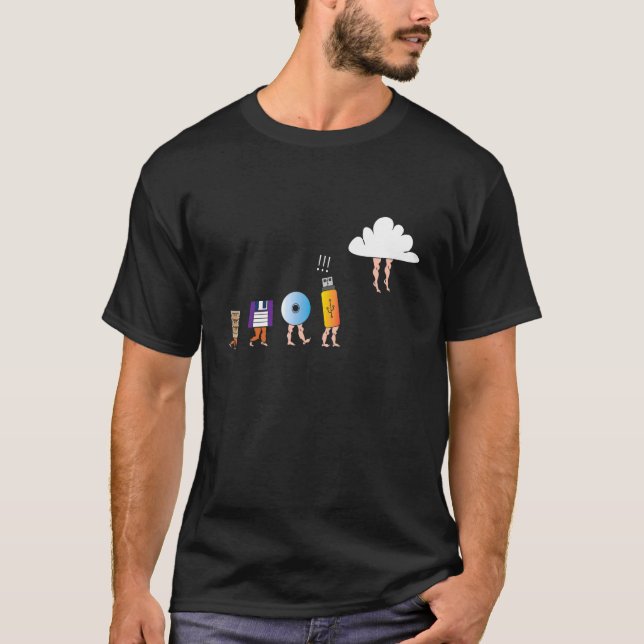 Camiseta Cloud Storage Computer Evolution USB CD File Serv (Anverso)