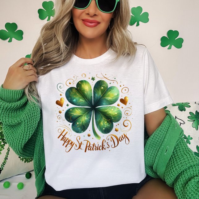 Camiseta Clover de cuatro hojas de St Patrick's Day T-Shirt (Four Leaf Clover St Patrick's Day T-Shirt)