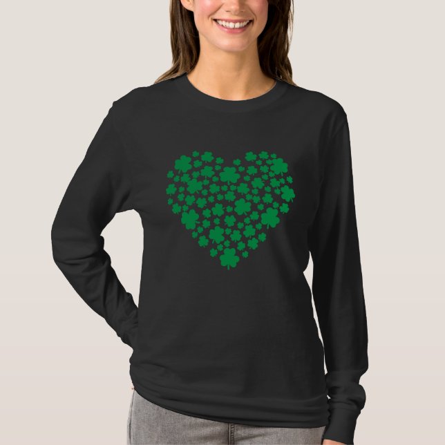 Camiseta Clover Leaf Shamrock Heart St Patrick's Day For Wo (Anverso)