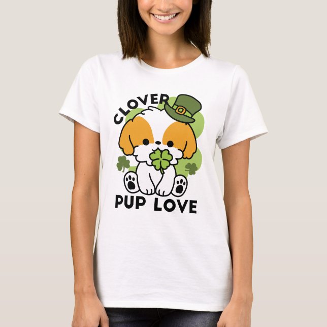 Camiseta Clover Pup Love - Diseño de perros del Día de San  (Anverso)