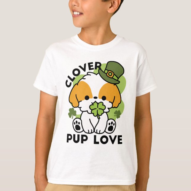 Camiseta Clover Pup Love - Diseño de perros del Día de San  (Anverso)