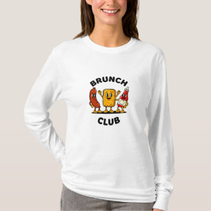 Camiseta Club de Brunch Diseño Divertido de Comida de Dibuj
