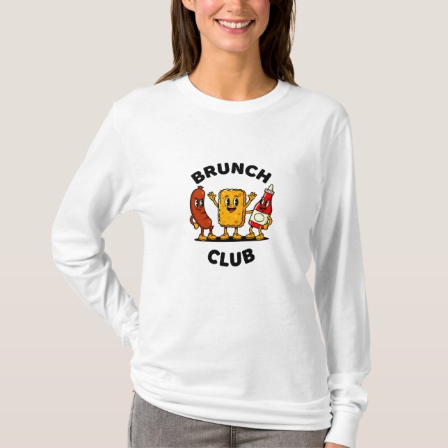 Camiseta Club de Brunch Diseño Divertido de Comida de Dibuj (Anverso)