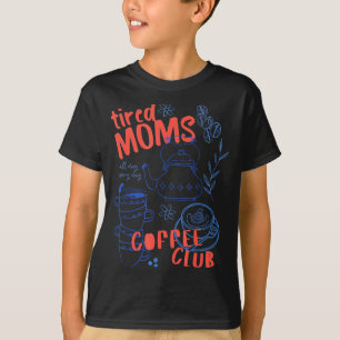 Camiseta Club de café de mamás cansadas retro divertida vid