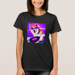 Camiseta Club de Fiesta Shiba Inu DJ Danza de Jockey Gif Da