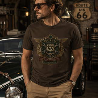 Camiseta Club de Garaje Ruta 66 Emblema Antiguo Crest