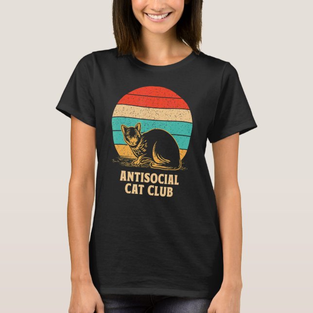 Camiseta Club de Gatos Antisocial Presvert Cat Loner Kitten (Anverso)