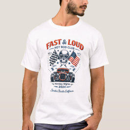 Camiseta Club de Hot Rod Rápido y Fuerte Gráfica de Cráneo