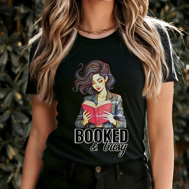 Camiseta Club de lectura de libros avid para bocados y ocup (Booked & Busy Avid Book Reader Club Black T-Shirt
)