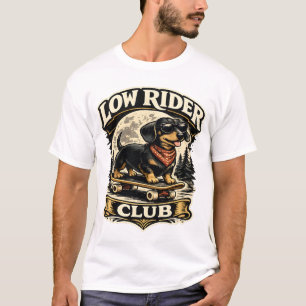 Camiseta Club de Low Rider Dachshund Vintage en monopatín