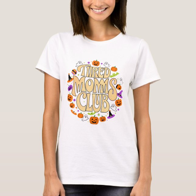 Camiseta Club de Madres Cansadas Halloween Fantasma Calabaz (Anverso)