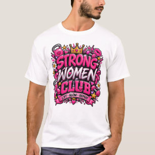 Camiseta Club de Mujeres Fuertes Tipografía de Fitness Rosa