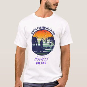 Camiseta Club de Pesca de Lubina Atardecer Retro