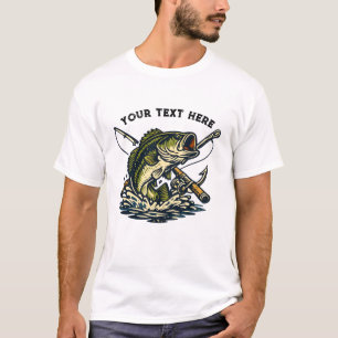 Camiseta Club de Pesca Vintage Emblema Retro de Lubina